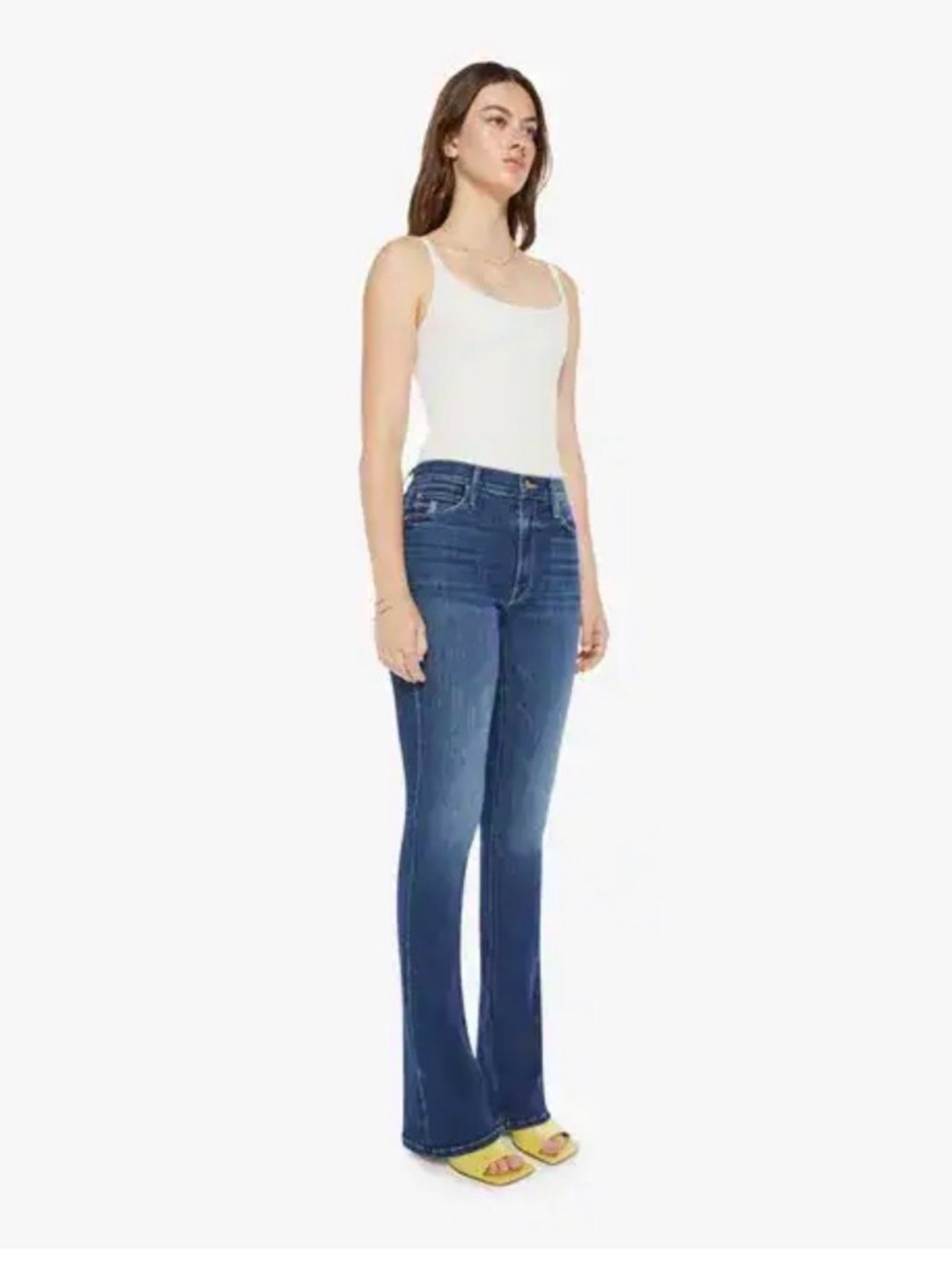 MOTHER High Waisted Runaway Jeans in Teaming Up Wash